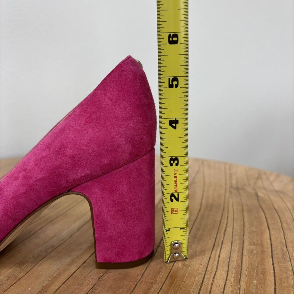 Sam Edelman Women Junie Hot Pink Block Heel Pumps Size 7.5 Suede Leather Barbie - Picture 12 of 15